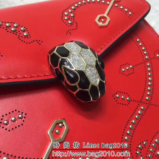 BVLGARI寶格麗 Serpenti Forever小牛皮翻蓋包 鏈條單肩斜挎包 285884 FYD1245